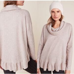 Maeve Anthropologie rose ruffle turtleneck sweater shirt top NWOT xs